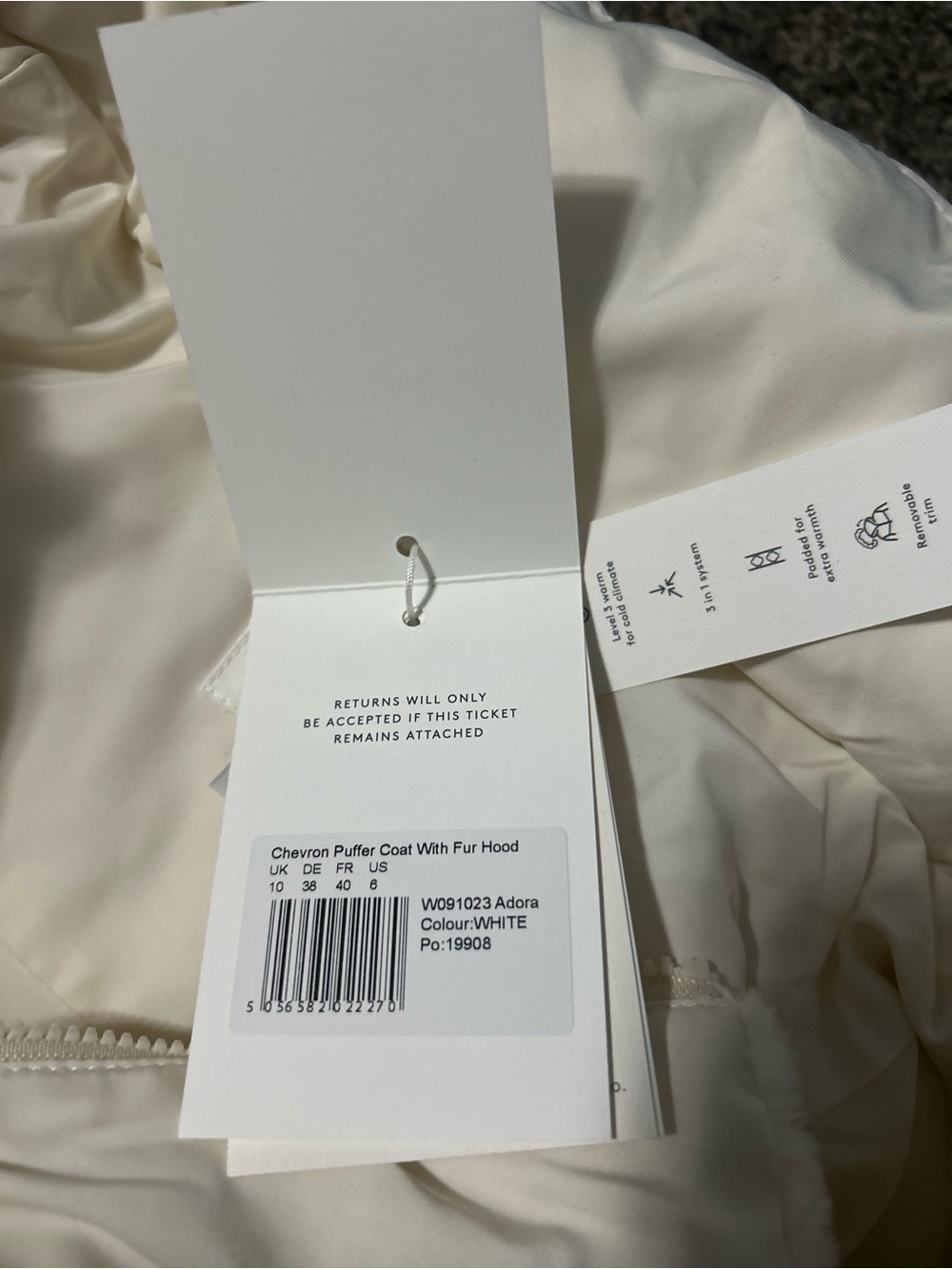 NWT Seraphine Maternity Adora size 6 white chevron puffer coat babywearing - Picture 8 of 15